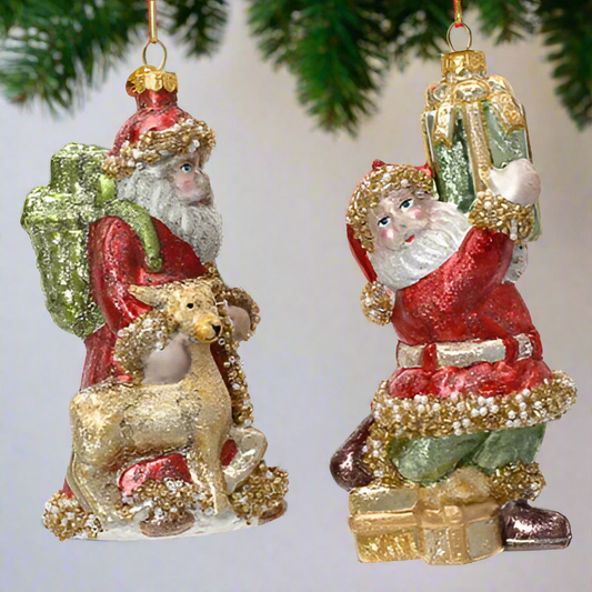 Santa Claus Glass Christmas Tree Ornament