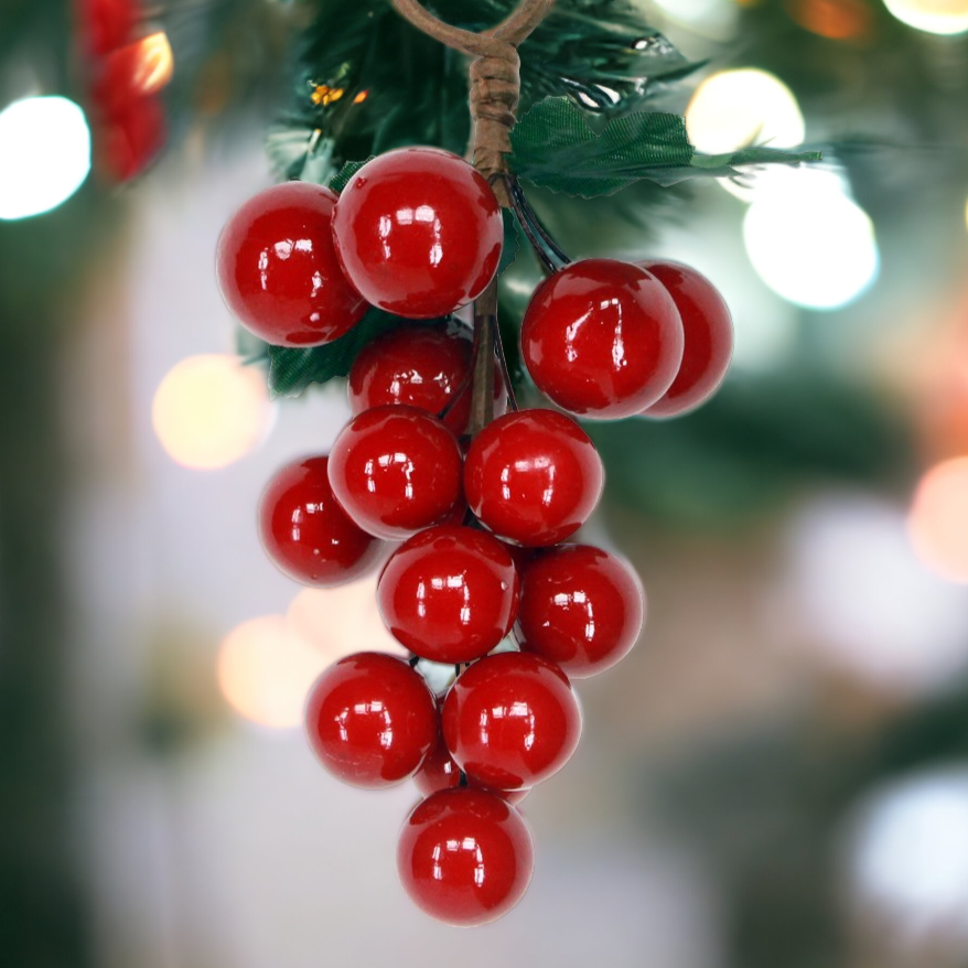 Large Red Berry Cluster Christmas Pick