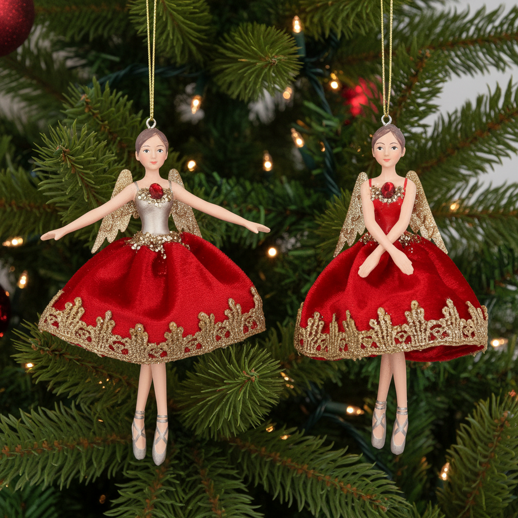 Red Ballet Fairy Hanging Christmas Tree Decoration