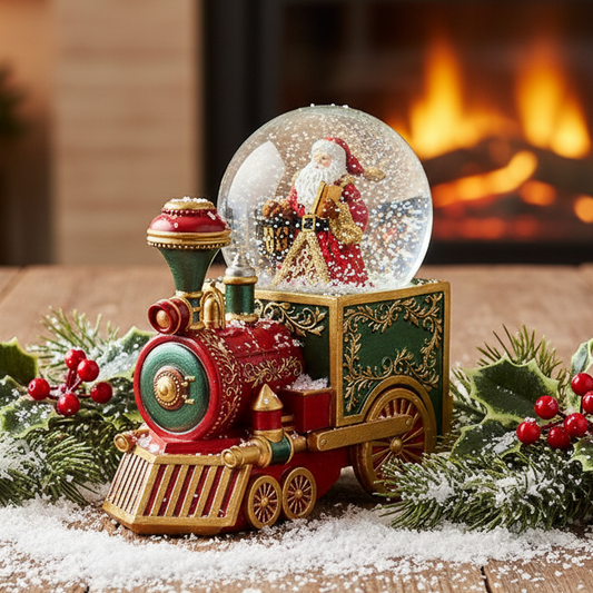 Santa Train Musical Glitter Christmas Snow Globe