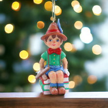 Load image into Gallery viewer, Gisela Graham Pinocchio on Books Hanging Christmas Tree Decoration
