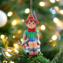 Load image into Gallery viewer, Gisela Graham Pinocchio on Books Hanging Christmas Tree Decoration
