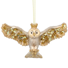 Load image into Gallery viewer, Two-Tone Gold Flying Owl Hanging Christmas Decoration
