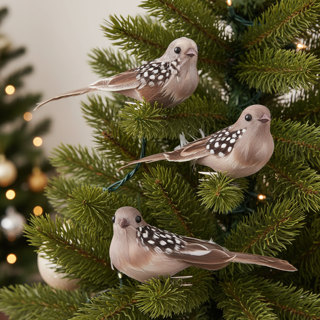 Feather Birds Clip on Christmas Decoration