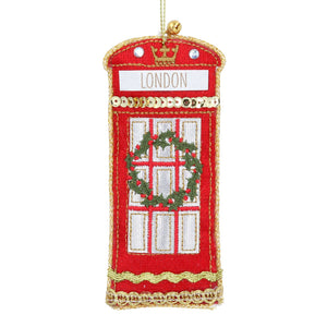London Phone Box Fabric Hanging Christmas Tree Decoration