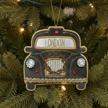 London Taxi Fabric Hanging Christmas Tree Decoration