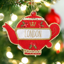 Load image into Gallery viewer, Red Teapot Fabric Hanging Christmas Tree Decoration
