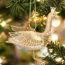 Load image into Gallery viewer, Two-Tone Gold Goose Hanging Christmas Decoration

