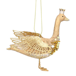 Two-Tone Gold Goose Hanging Christmas Decoration