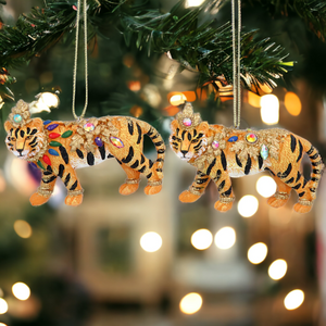 Jewelled Tiger Hanging Christmas Decoration