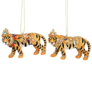 Jewelled Tiger Hanging Christmas Decoration