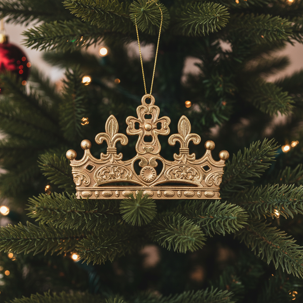 Gold Flat Crown Christmas Hanging Decoration