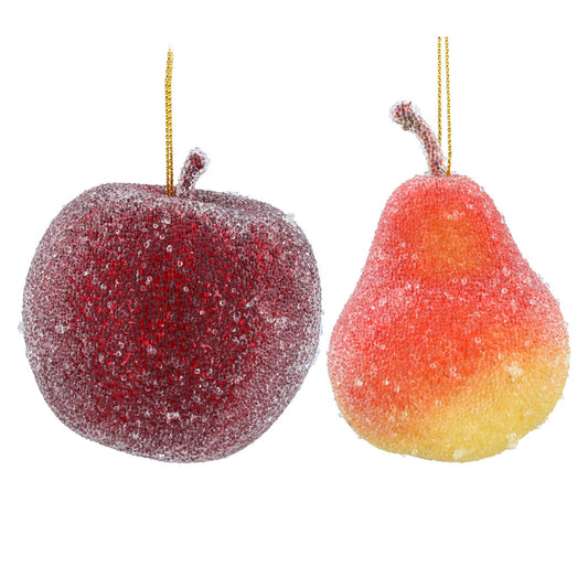 Frosted Apple and Pear Hanging Decoration