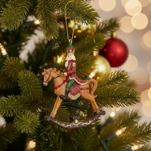 Nutcracker on Rocking Horse Christmas Tree Decoration