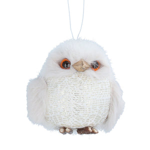 White Baby Owl Hanging Christmas Tree Decoration