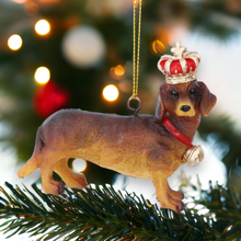 Load image into Gallery viewer, Gisella Graham Resin Dachshund with Crown Hanging Decoration
