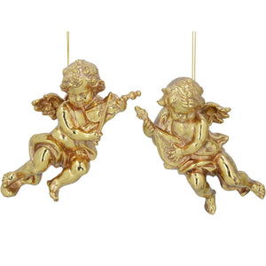 Gold Cherub with Instrument Hanging Decoration