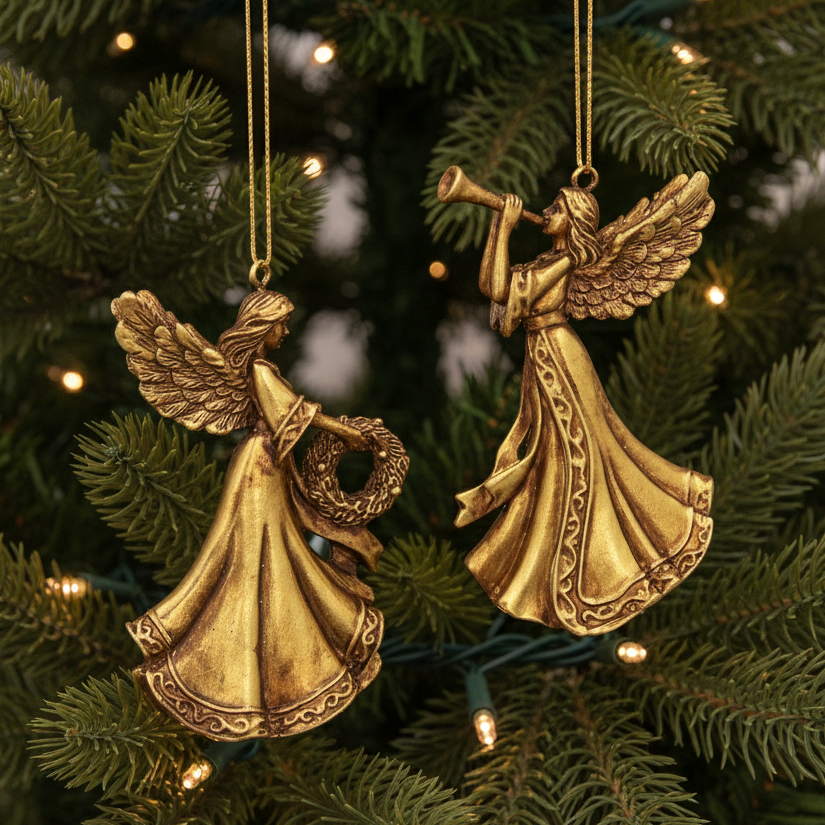 Gold Angel Christmas Hanging Decoration