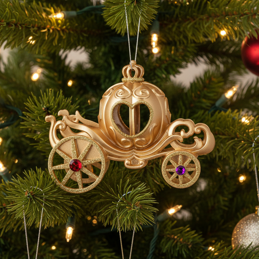 Gold Cinderella Carriage Hanging Christmas Tree Decoration