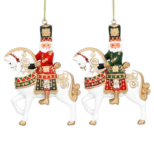 Nutcracker on Horse Hanging Decoration Assorted