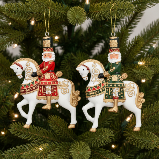Nutcracker on Horse Hanging Christmas Decoration Assorted