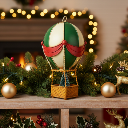 Antique Finish Green Hot Air Balloon Ornament