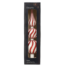 Load image into Gallery viewer, Candy Cane Glitter Swirl Glass Tree Topper
