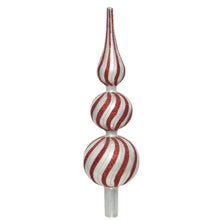 Load image into Gallery viewer, Candy Cane Glitter Swirl Glass Tree Topper
