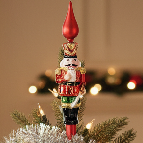 Nutcracker Glass Finial Christmas Tree Topper