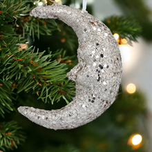 Load image into Gallery viewer, Gold Glitter Moon Hanging Christmas Decoration
