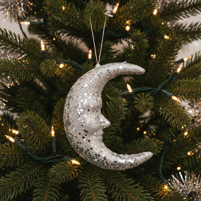 Gold Glitter Moon Hanging Christmas Decoration
