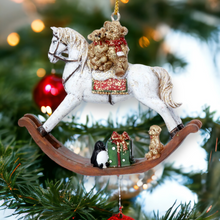 Load image into Gallery viewer, Gisela Graham Teddies on Rocking Horse Christmas Decoration
