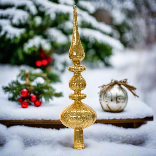 Antique Gold Glass Finial Christmas Tree Topper Decoration