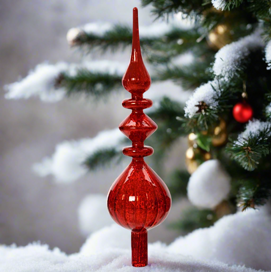 Antique Red Glass Finial Christmas Tree Topper Decoration
