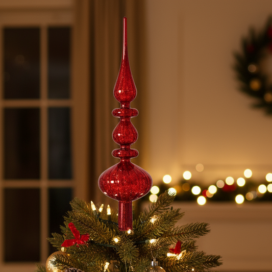 Antique Red Glass Finial Christmas Tree Topper