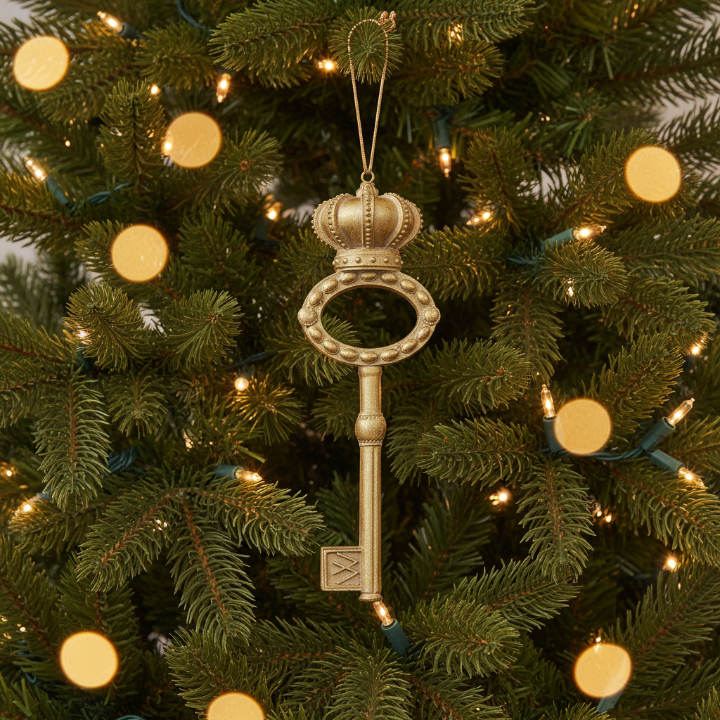 Gold Crown Christmas Key Decoration