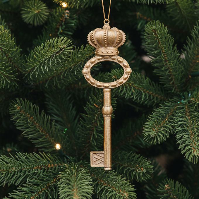 Gold Crown Christmas Key Decoration