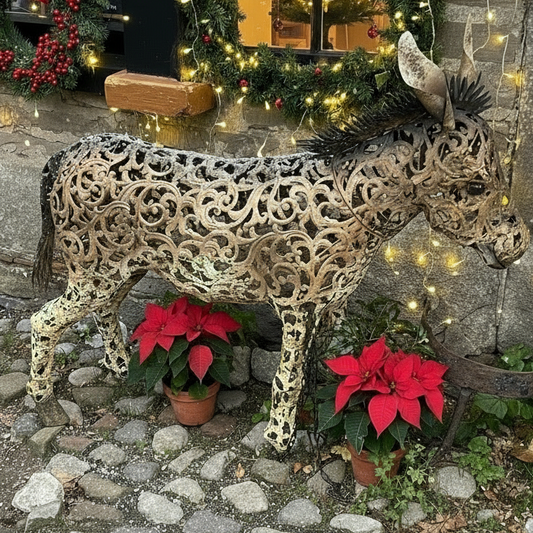 Christmas Metal Donkey 80cm
