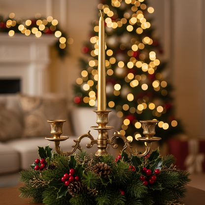 Pack of 12 Metallic Gold Wax Christmas Dinner Candles