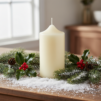 Cream Paraffin Wax Church Candle 15cm