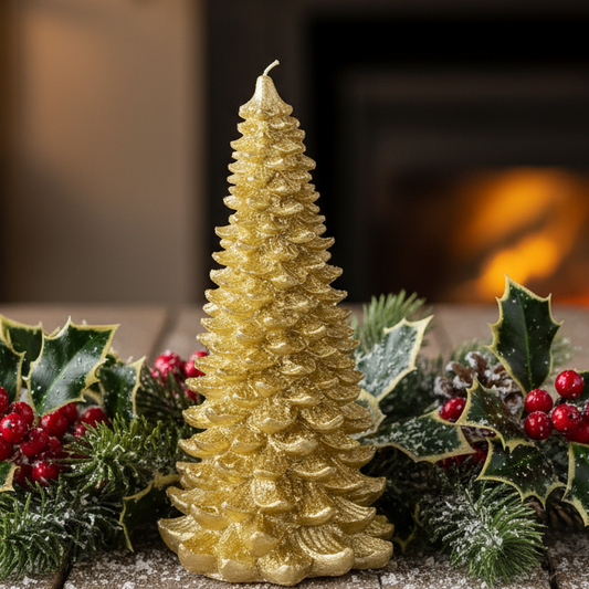Metallic Gold Christmas Tree Candle 31cm