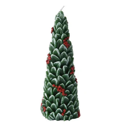 Berry and Leaf Christmas Tree Candle 21cm