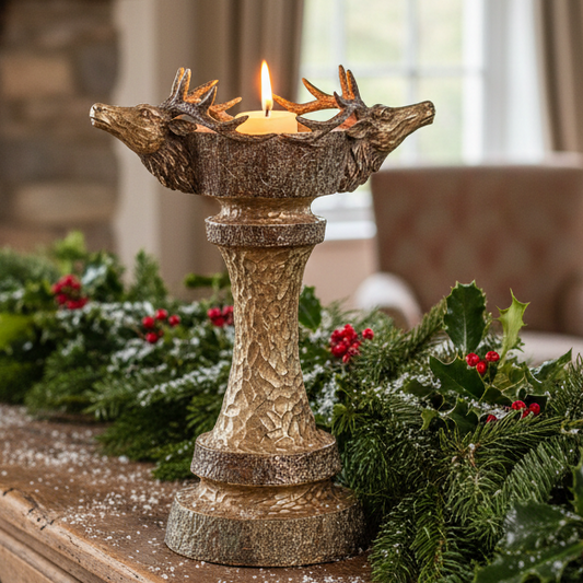 Gold Stag Christmas Candle Holder 31cm