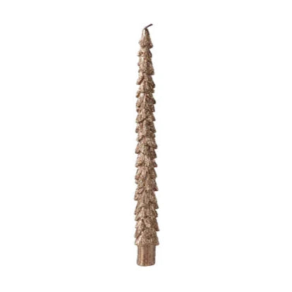Set of 2 Copper Metallic Christmas Tree Dinner Candles