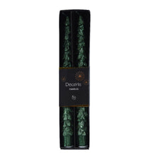Load image into Gallery viewer, Set of 2 Green Glitter Tree Dinner Candles
