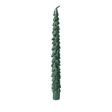 Load image into Gallery viewer, Set of 2 Green Glitter Tree Dinner Candles
