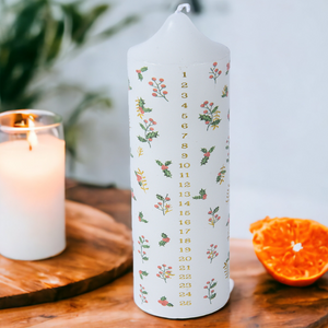 Advent Candle with Holly Design