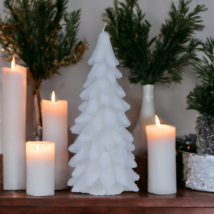 White Glitter Christmas Tree Wax Candle