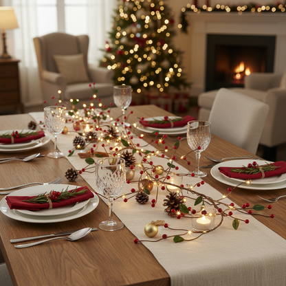 Red Berry Branch LED Christmas Garland 1.8m