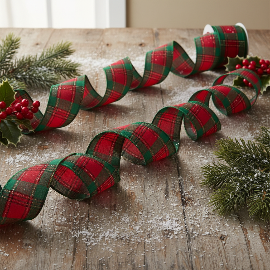 Red Plaid Christmas Ribbon 6cm x 5m